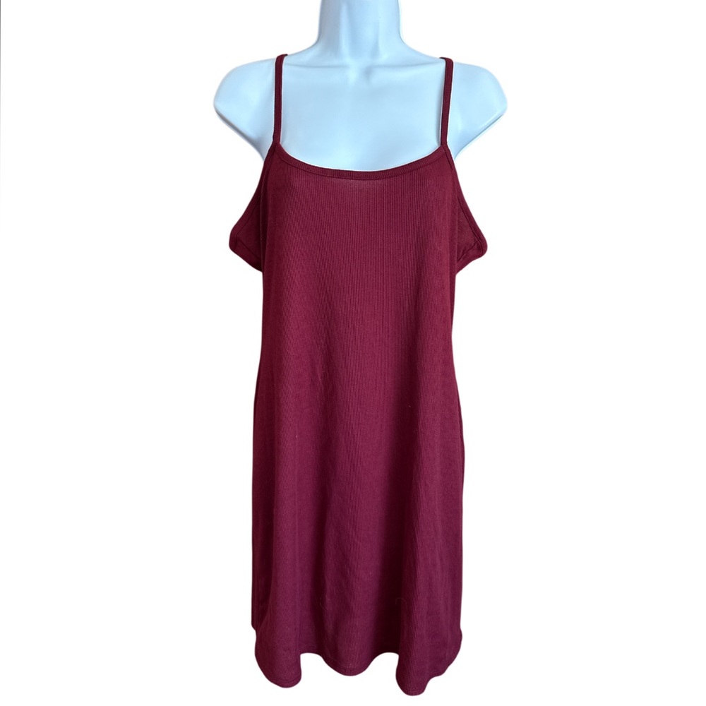 Coco and Shay Ribbed Burgundy Spaghetti Strap Mini Dress Size XL